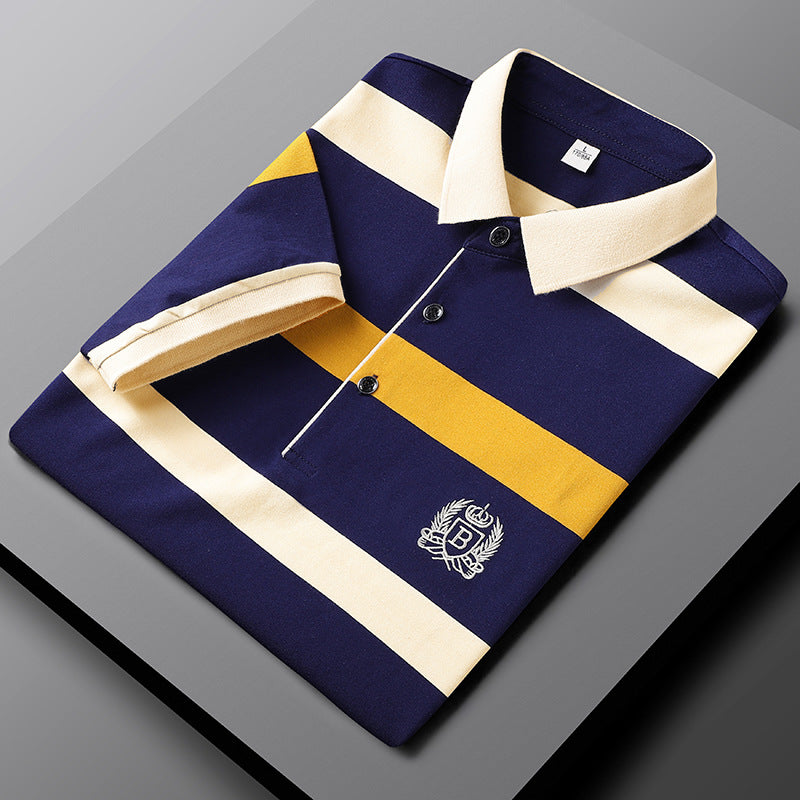 Striped Premium Men's Polo | Classic Style | Embroidered Logo