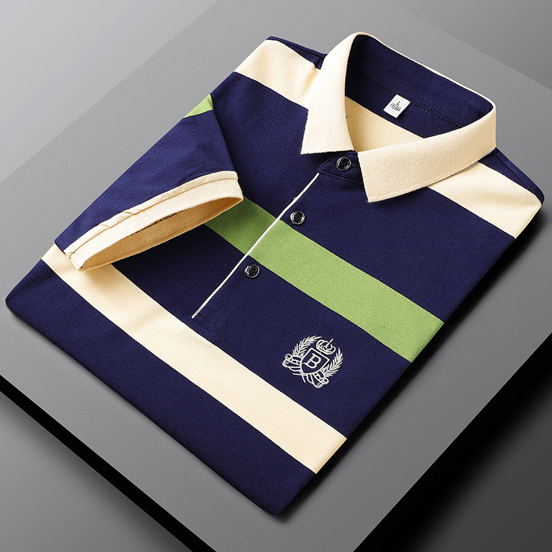 Striped Premium Men's Polo | Classic Style | Embroidered Logo