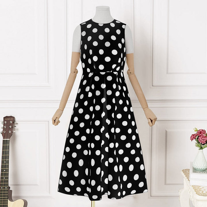 Midi dress with polka dot pattern