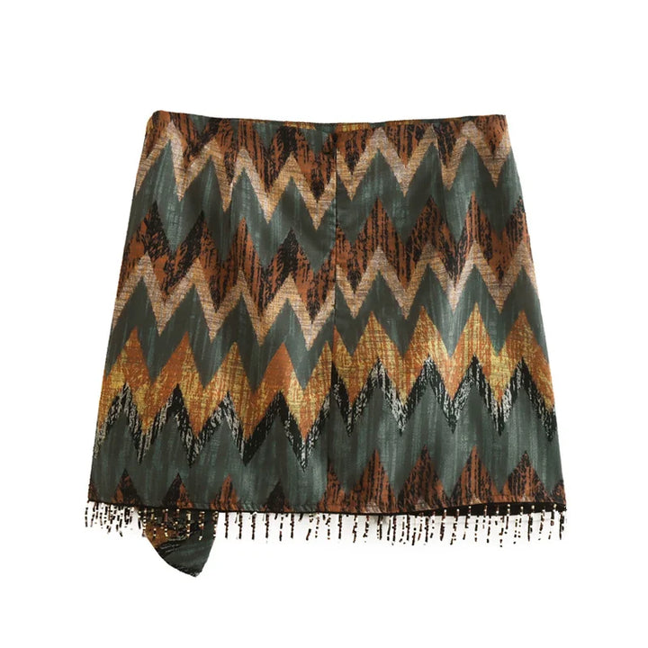 Wrap skirt with zigzag pattern