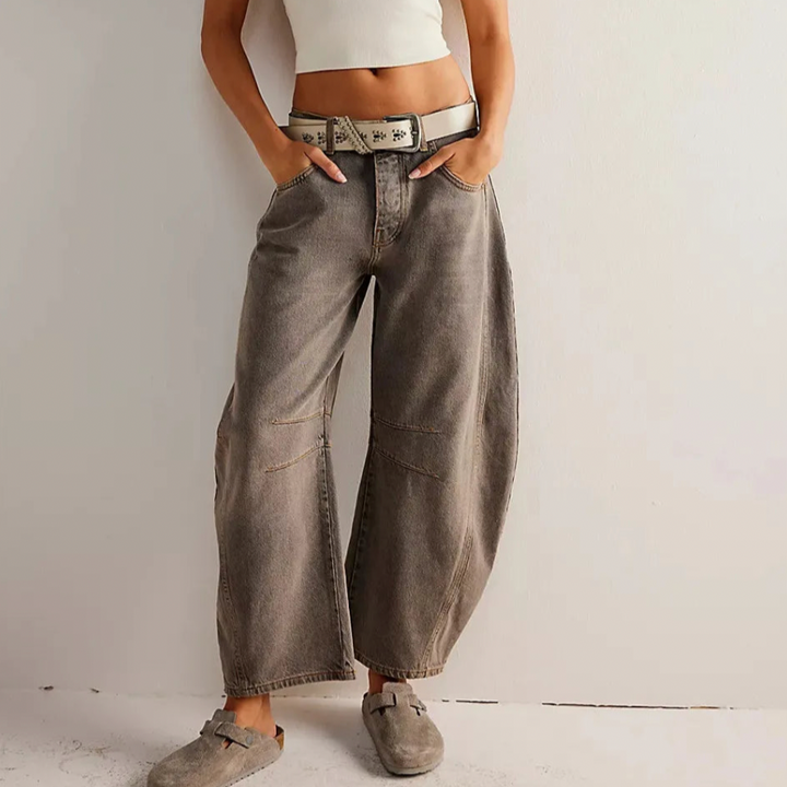 High-rise utility jeans with wide leg