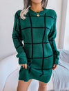 Chic chequered long-sleeved dress