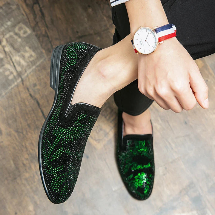 Loafers with rhinestone embellishments