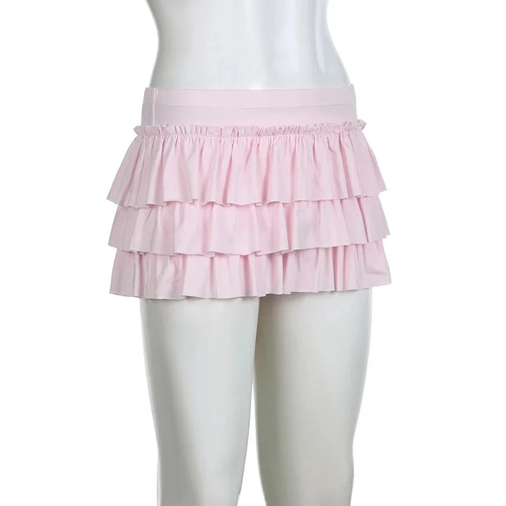 Shorts with ruffled hem and satin bow detail