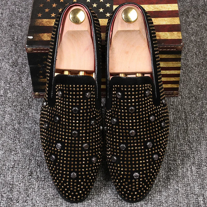 Luxurious loafers with stud embellishments