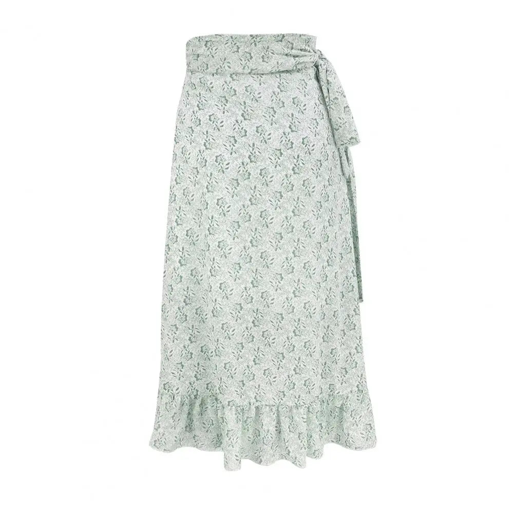 Flowing midi skirt with lace overlay