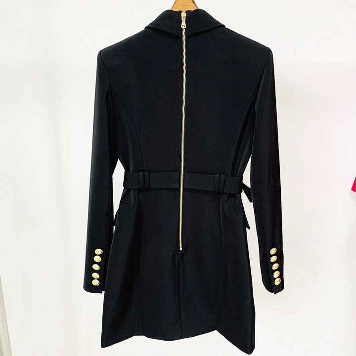 Double-breasted blazer dress with gold button details