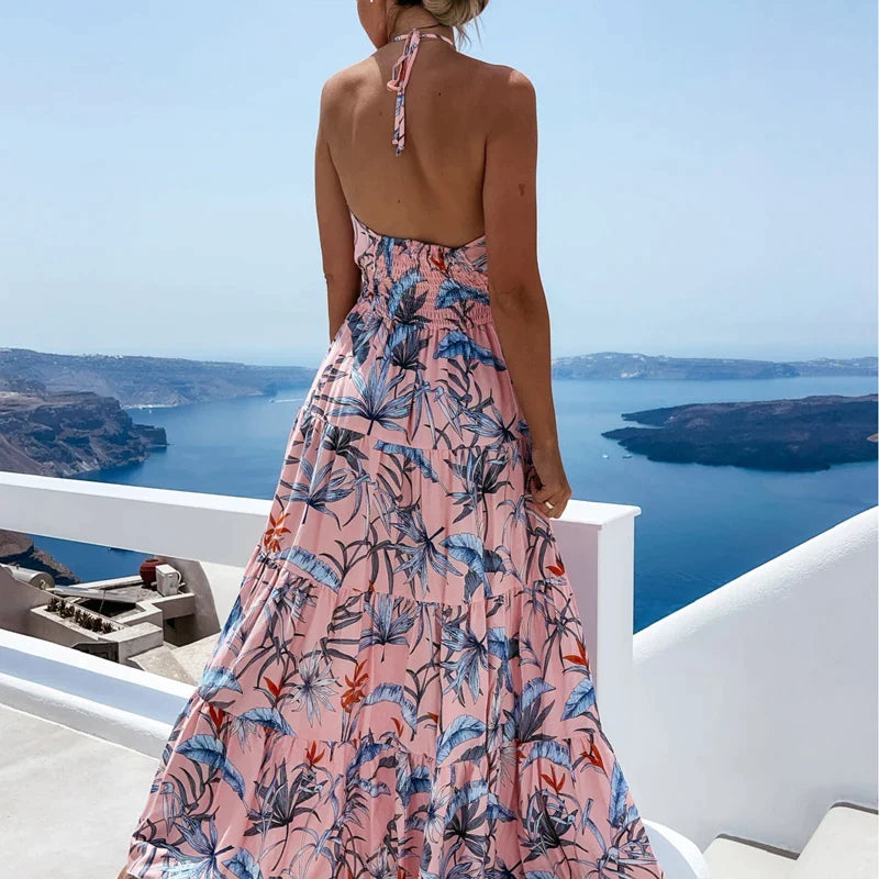 Maxi dress with neck strap