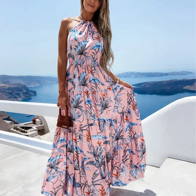 Maxi dress with neck strap