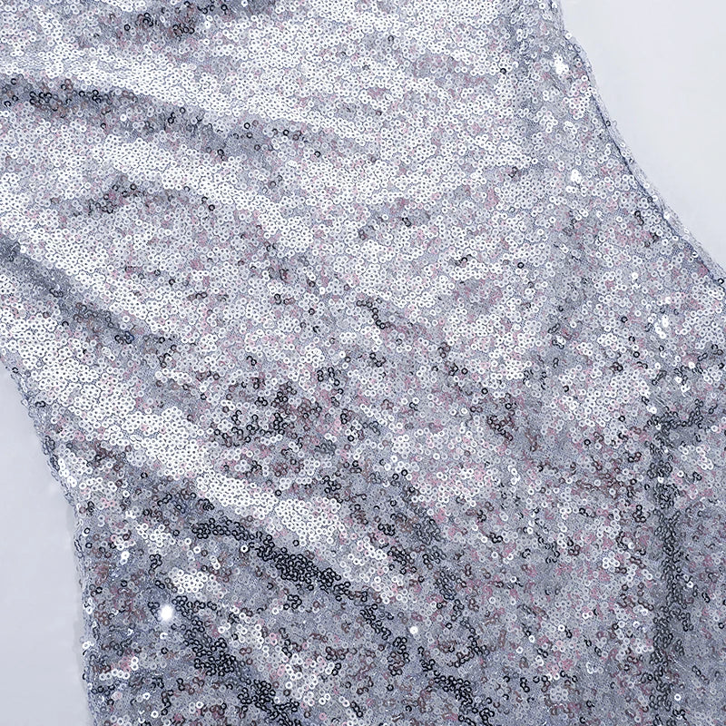 Glittering sequin jumpsuit with strapless cut