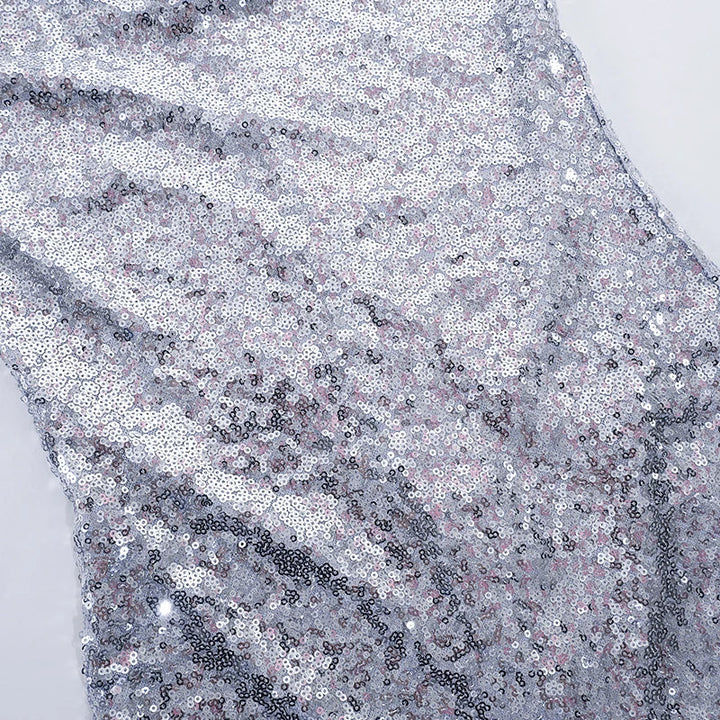 Glittering sequin jumpsuit with strapless cut