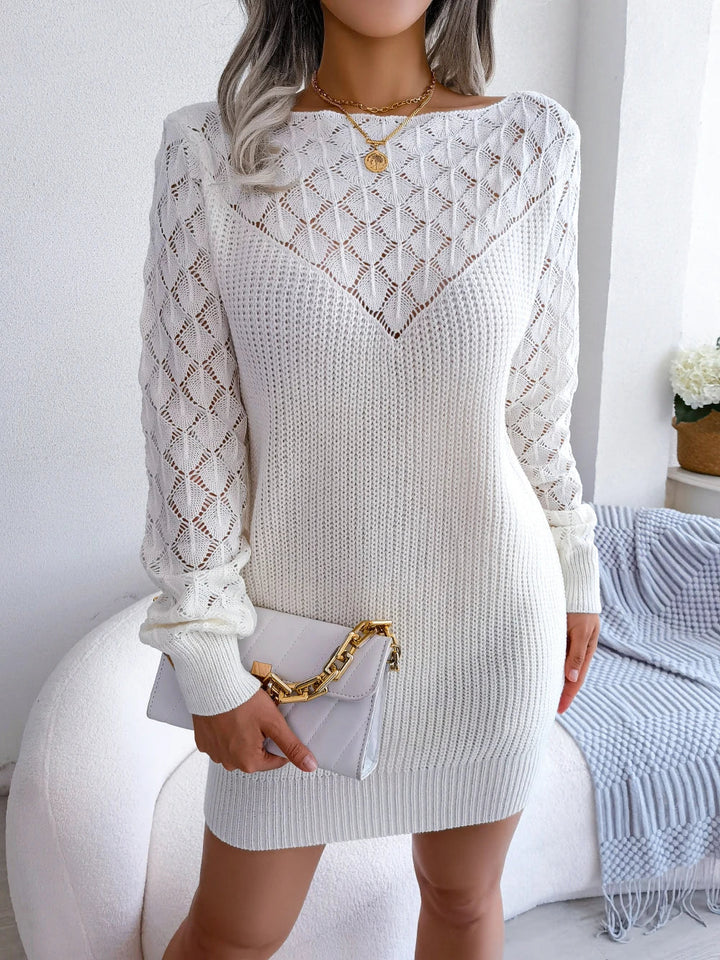 Knitted dress with diamond motif