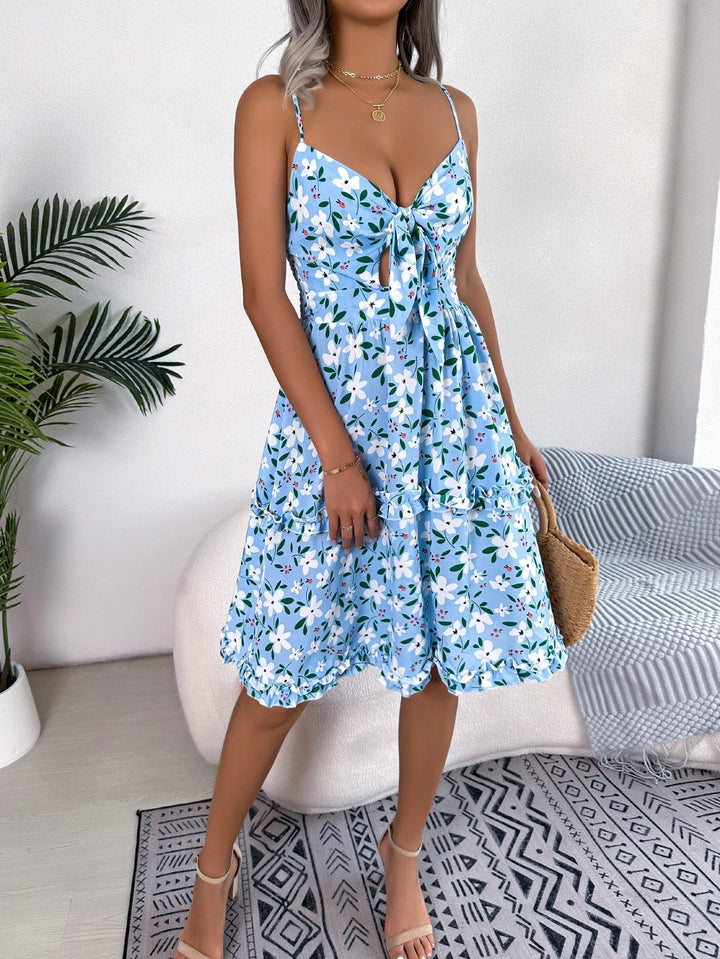 Open floral dress with spaghetti straps