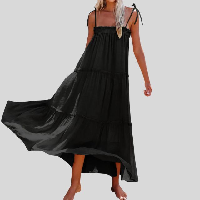 Tiered maxi dress with adjustable tie straps