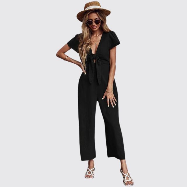 Casual jumpsuit with tie front