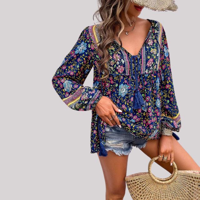 Bohemian blouse with paisley pattern