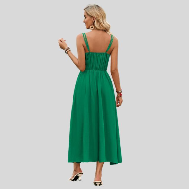 Sleeveless midi dress with knot detail at the front