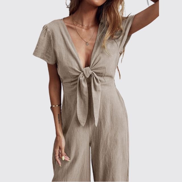 Casual jumpsuit with tie front