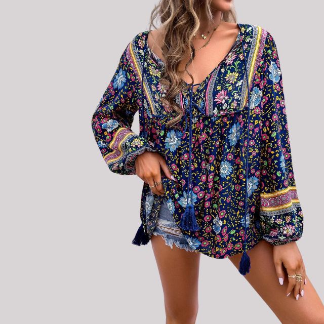 Bohemian blouse with paisley pattern