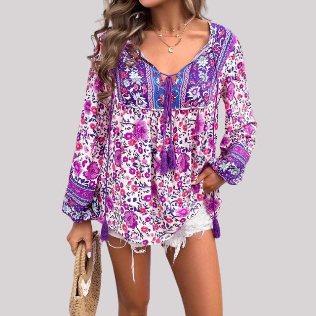 Bohemian blouse with paisley pattern