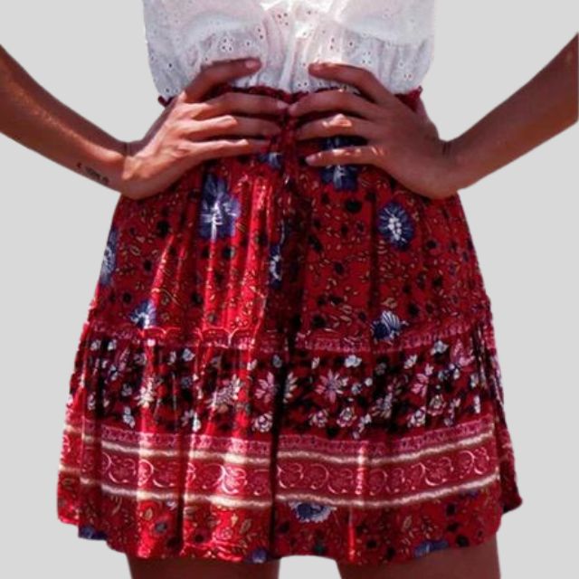 Bohemian floral skirt with ruffles