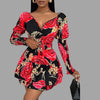 Floral dress with V-neck and puff sleeves