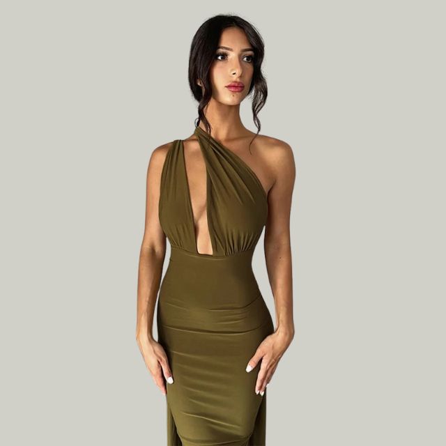 Sleeveless Dress With a Deep Neckline