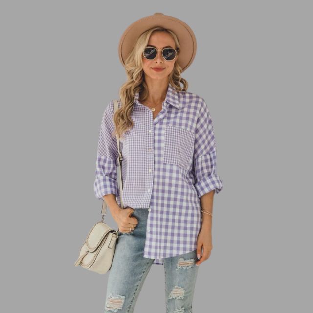 Casual checked shirt with batwing sleeves