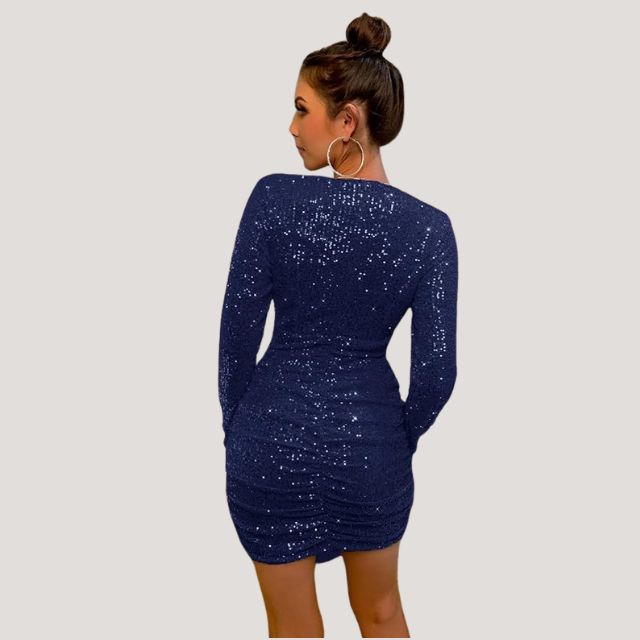 Sparkling sequin dress with V-neckline