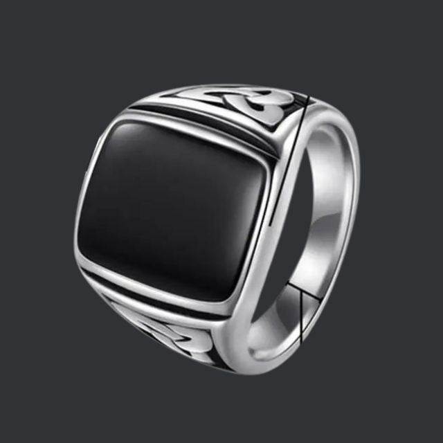 Theo - Signet ring made of titanium steel with Odin symbol