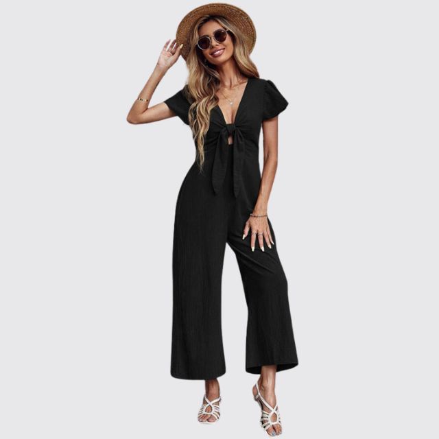 Casual jumpsuit with tie front