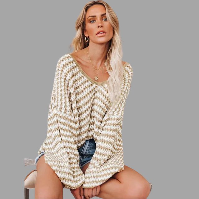 Knitted jumper with off-the-shoulder design