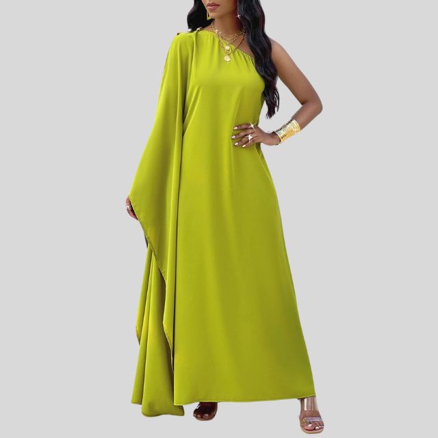 Single-coloured maxi dress with flowing sleeves