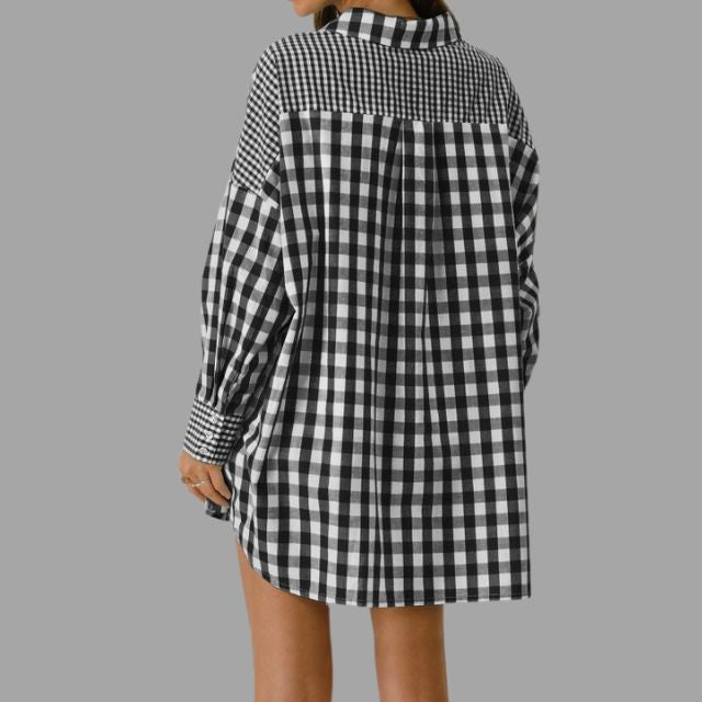 Casual checked shirt with batwing sleeves