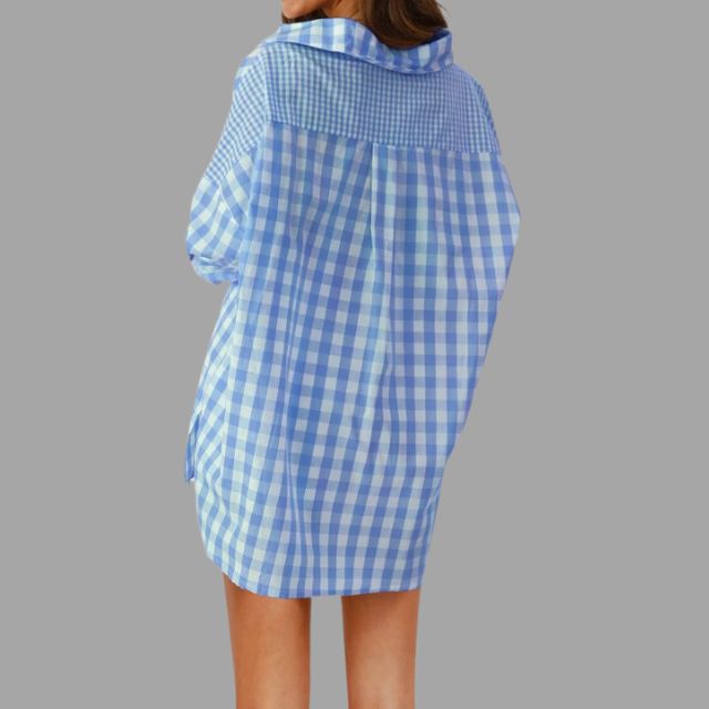 Casual checked shirt with batwing sleeves