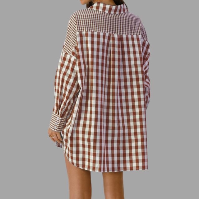 Casual checked shirt with batwing sleeves