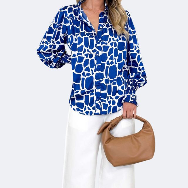 Flowing blouse with lantern sleeves