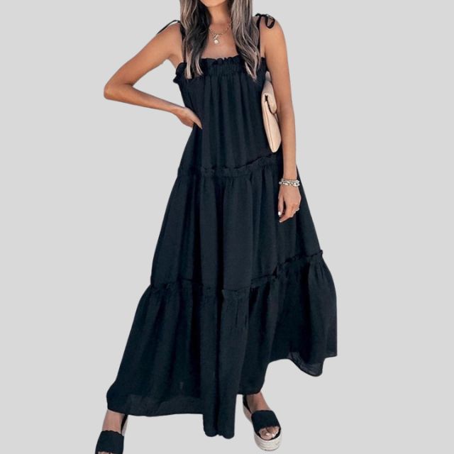 Tiered maxi dress with adjustable tie straps