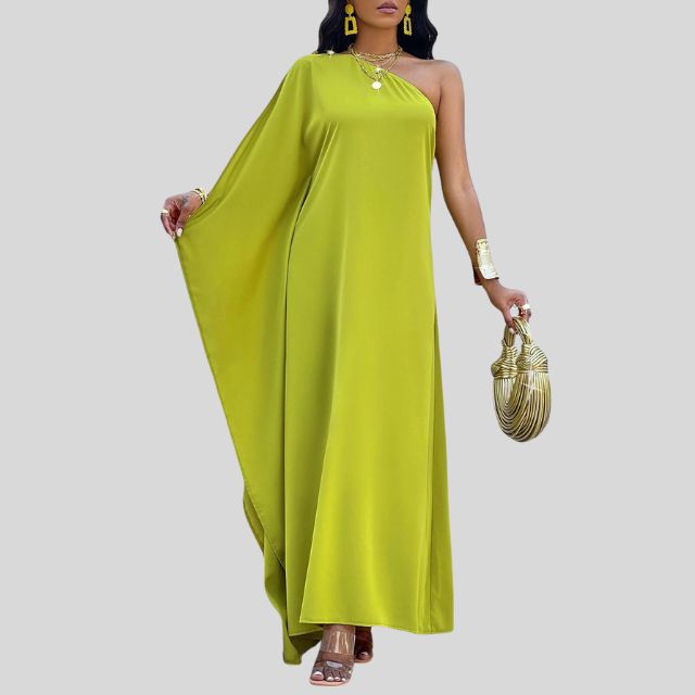 Single-coloured maxi dress with flowing sleeves