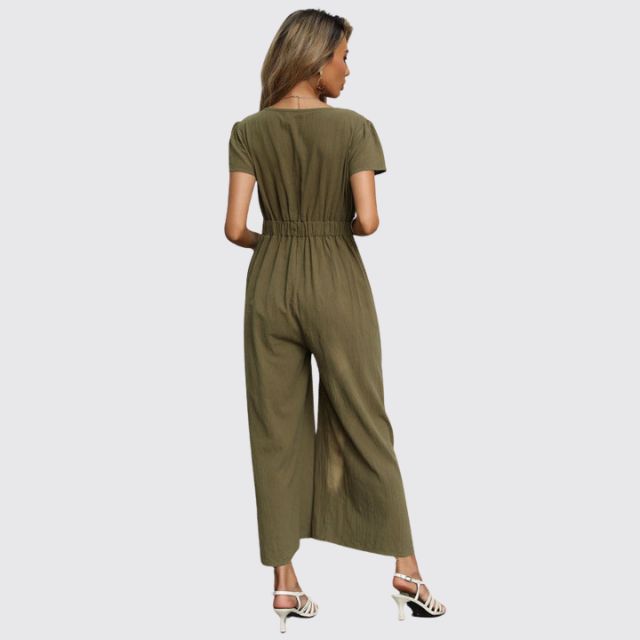 Casual jumpsuit with tie front