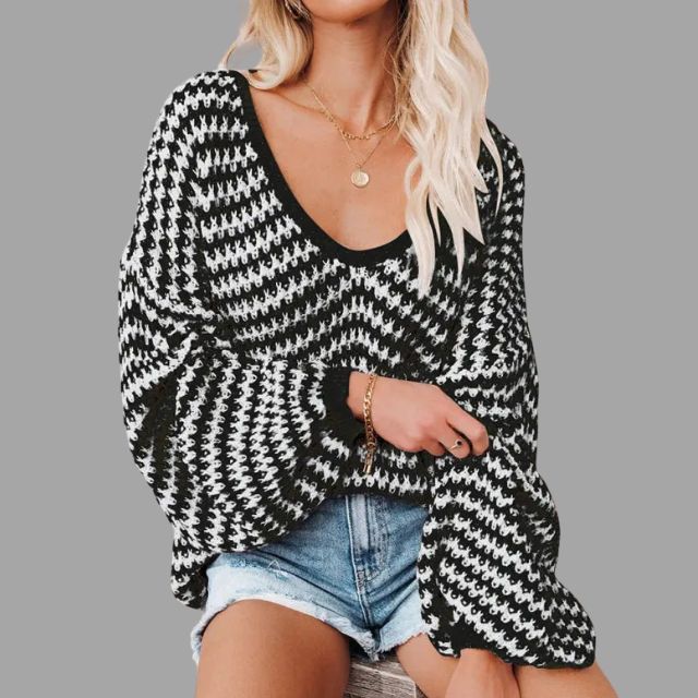 Knitted jumper with off-the-shoulder design