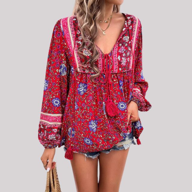 Bohemian blouse with paisley pattern