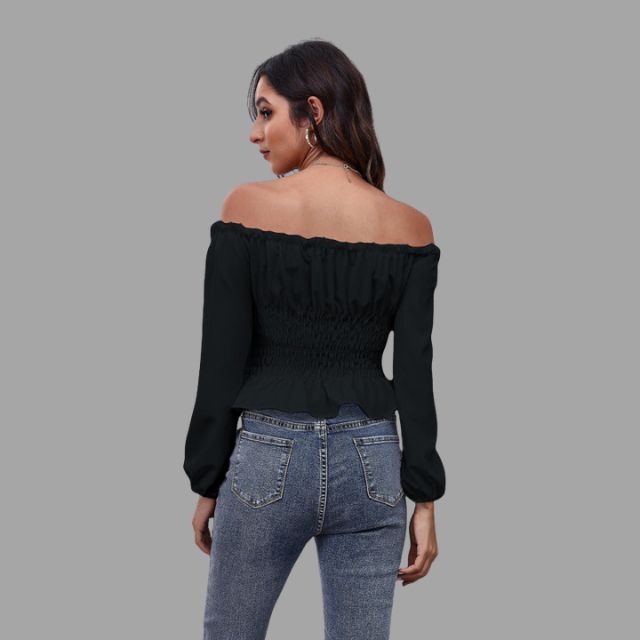 Off-the-shoulder blouse with lace-up front