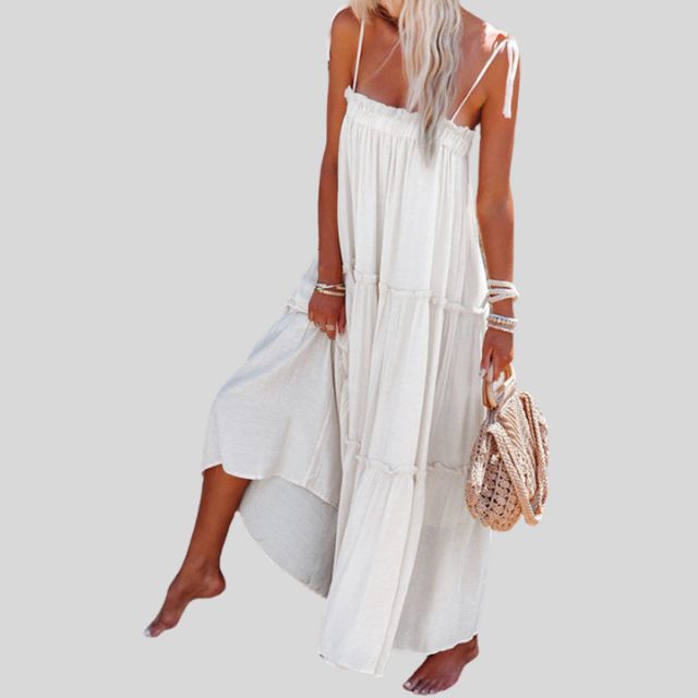 Tiered maxi dress with adjustable tie straps