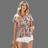 Floral peplum blouse with V-neckline