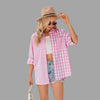 Casual checked shirt with batwing sleeves