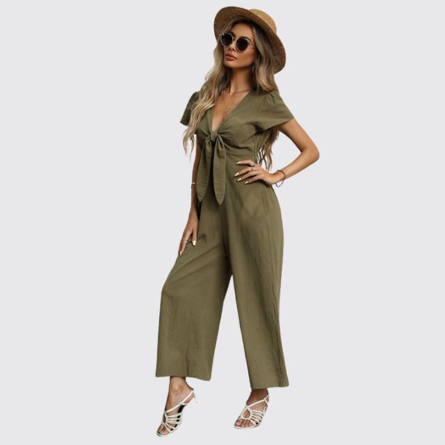 Casual jumpsuit with tie front