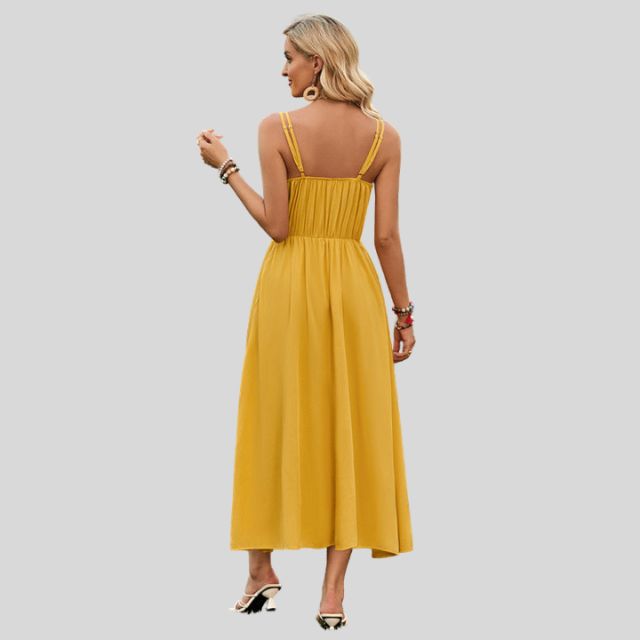 Sleeveless midi dress with knot detail at the front