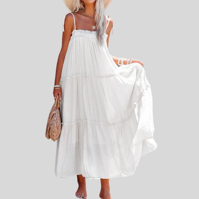 Tiered maxi dress with adjustable tie straps