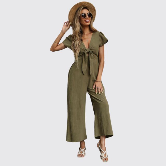 Casual jumpsuit with tie front